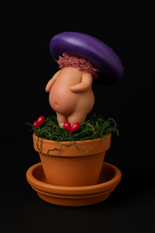 La leyenda de Terra-cota, el gnomo mini seta de sombrero morado